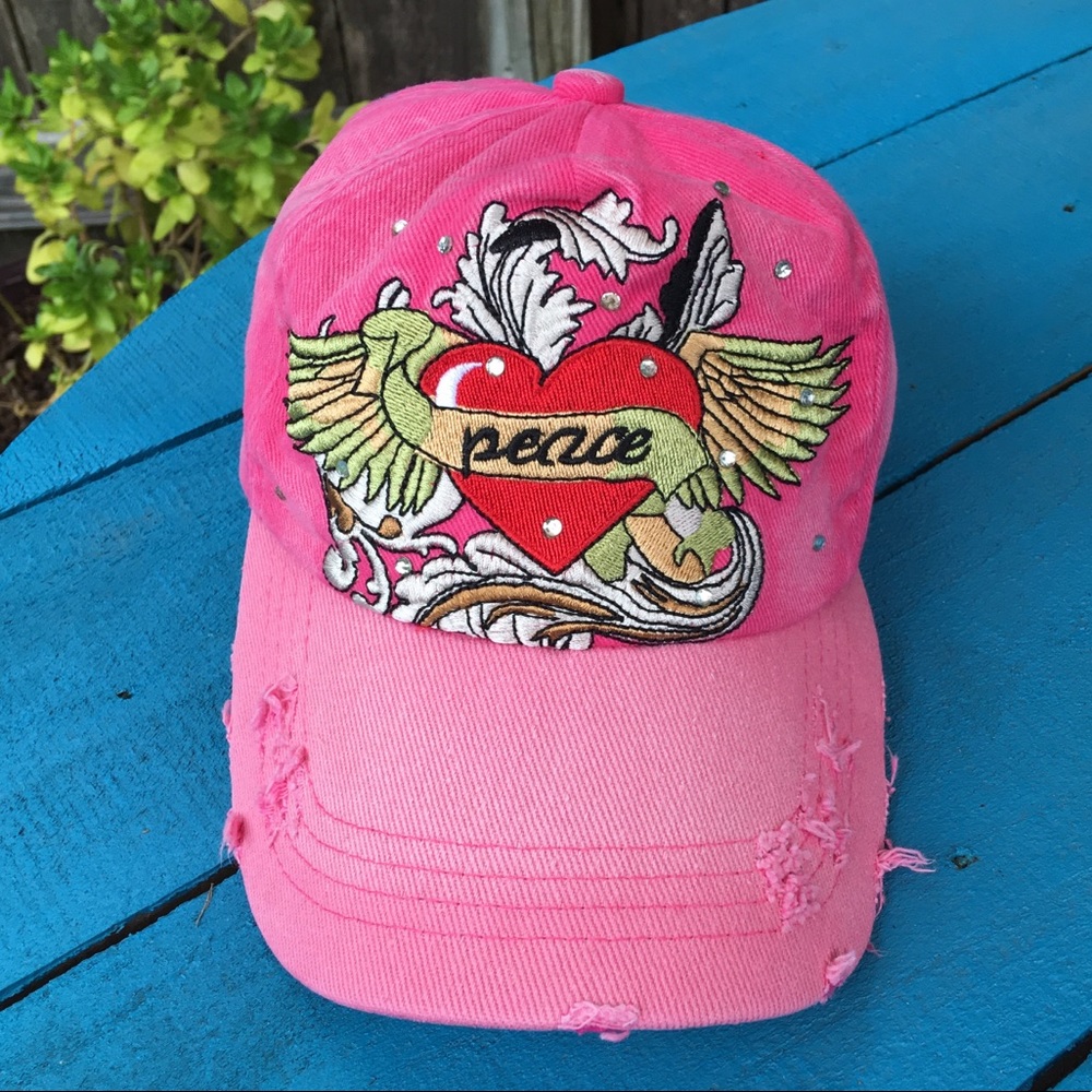 Distressed Trucker pink Hat Womens Cheveux